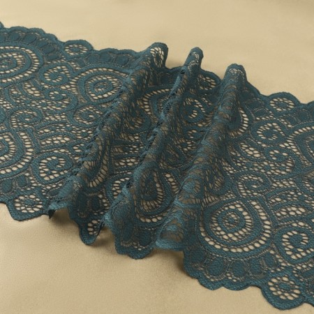 Lace elastic fabric, 180 mm × 2.7 ± 0.5 m, emerald color-1