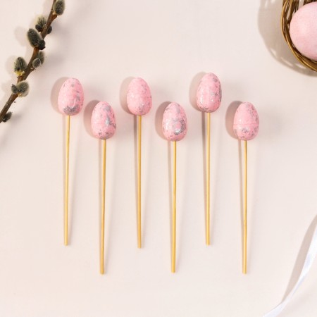 Skewers "Easter egg", pink color, set 6 pcs.-1