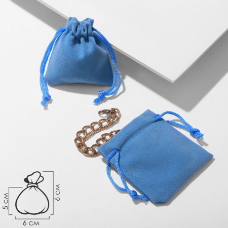 Velvet bag, 6 × 6cm, blue color