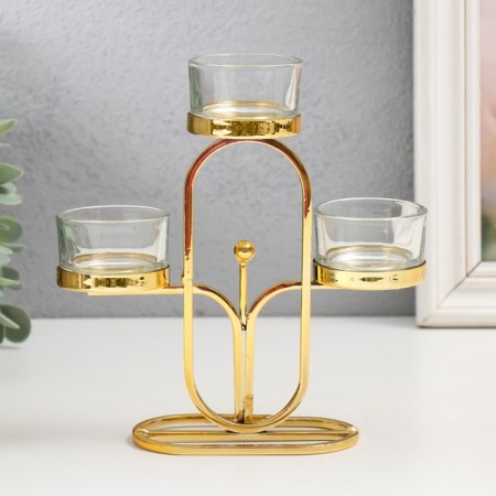 Summary metal for 3 candles "oval" d = 4.5 cm gold 6x15x17 cm-1