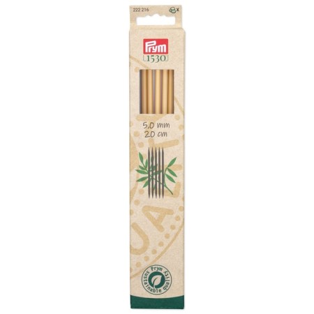 Stock, bamboo knitting needles, 5.0 mm/20cm, 5 pcs
