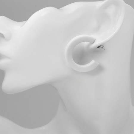 Acryl Earrings "Ring", white color, d = 3 cm-2