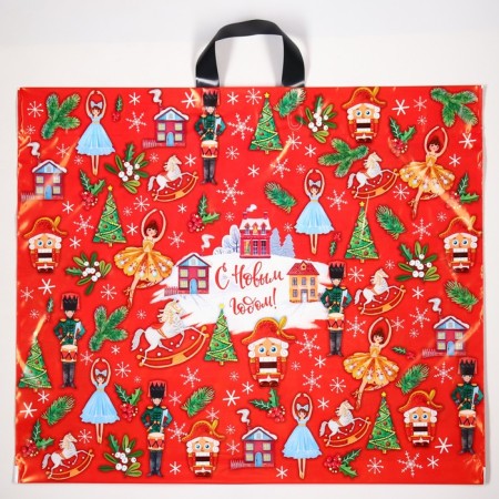 New Year. Package "Nutcracker", polyethylene with a loop pen, 60x50 cm.