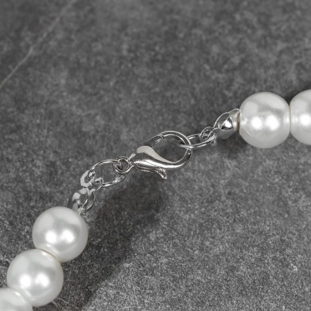 Set 2 objects: earrings, Antoinetta necklace crystals, white color in silver, 40 cm-2