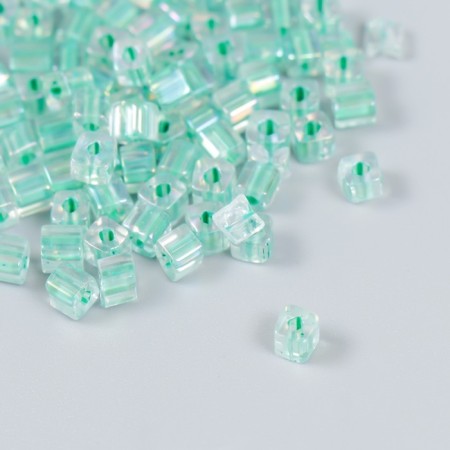 Glass beads 6/0 "Cube. Translucent. Green" 10 g