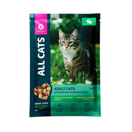 Wet feed All Cats for cats, meatballs with rabbit in sauce, spider, 85 g