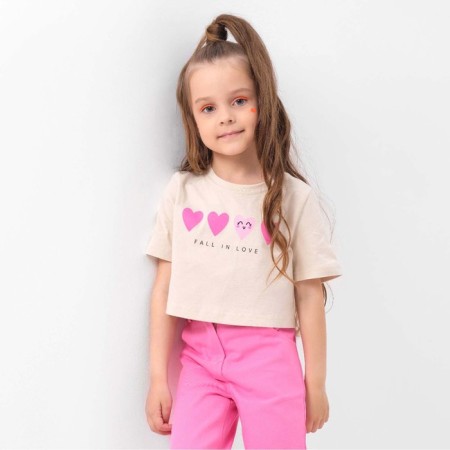 T -shirt Baby shortened KAFTAN "Hearts", p. 30 (98-104 cm), beige