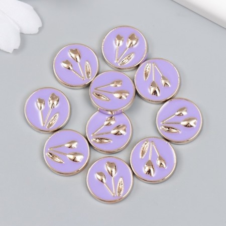 Decor for creativity plastic "Tulips-hearts in the circle" purple, gold 0.3x1.8x1.8 cm-2