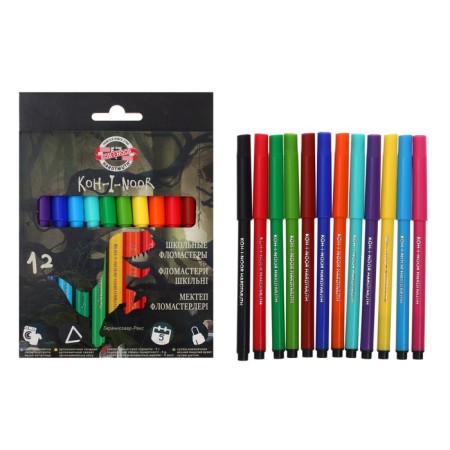 Fleeters 12 colors KOH-I-NOOR 1002 Dino, washed, ventilated, cardboard packaging, euro suspension