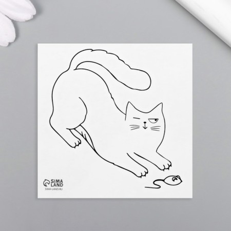 Tattoo on the body Black "Cats Mouse" 6x6 cm-3