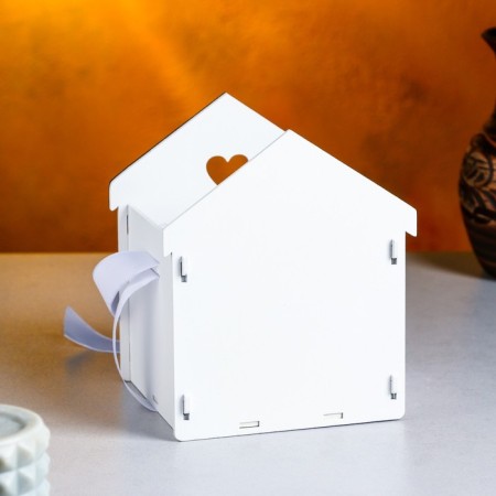 Kashpo wooden "house", 13x12x15.5 cm, oak, white-1