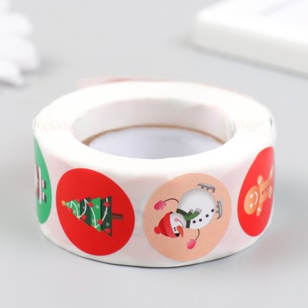 Stick Paper "Christmas" d = 2.5 cm 500 pcs in a roll 3x6.5x6.5 cm-2