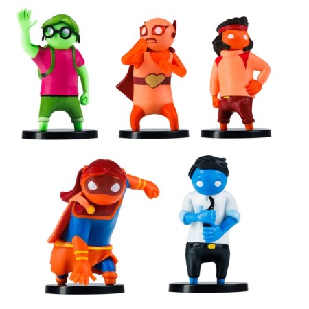 Set of Gang Beasts figures, with a red hero in a cloak, 5 pcs