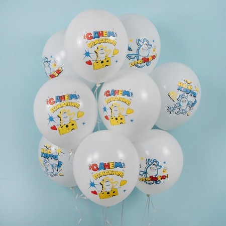 Latex ball 12 "Buba", white, pastel, 1-sided, set 25 pcs., Mix-1
