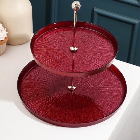 2-tier dish "Link", d = 21/28 cm, red color-1