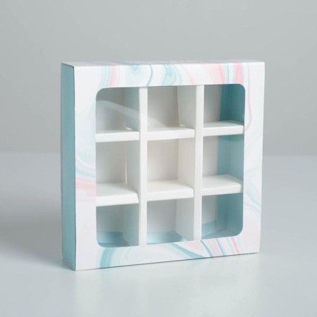 Box for sweets, confectionery packaging, 9 cells, only for you 14.5 x 14.5 x 3.5 cm