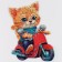 Puzzles wooden figured children's “Cat on a moped”, 96 elements