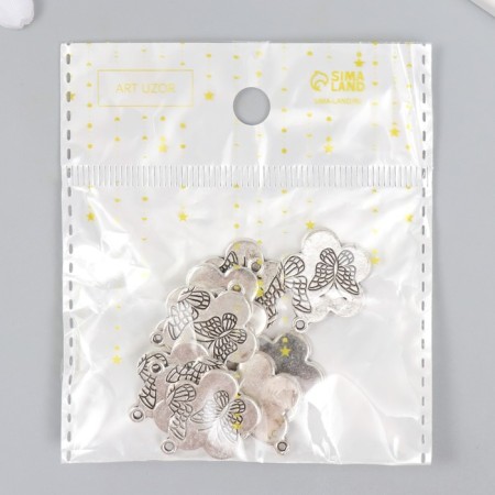 Decor for creativity Metal "Flower with butterflies" silver 2x2.3 cm-3