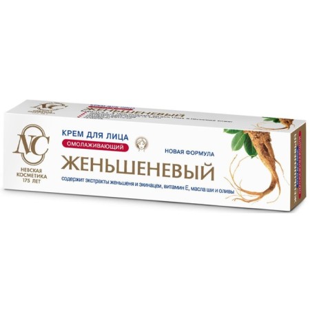 Facial cream "Nevskaya Cosmetics", ginseng, anti -aging, ginseng extracts, echinacea, vitamin E, shi oil and olive, 40 ml