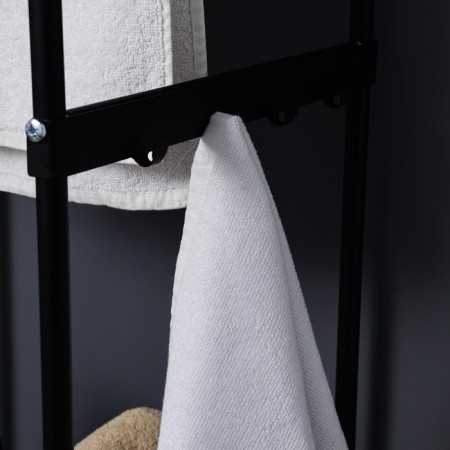 Rabberry with a basket for linen and crossbars, 2 tier, black color, 38x35x160 cm-7