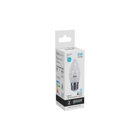LED LED ELEMENTARY 6W candle 4100K neuter. Bel. E27 450lm Gauss 33226-2