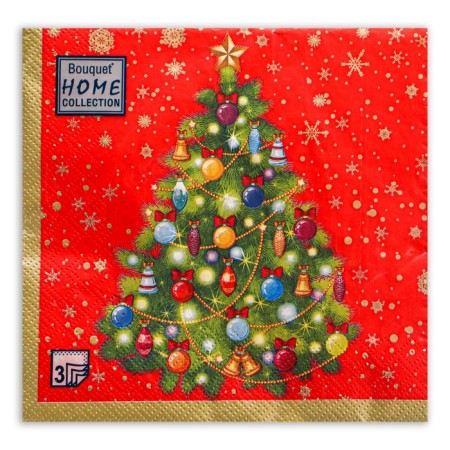 New Year's napkins Paper Home Classic "New Year's spruce on red", 3 layers, 33x33 cm, 20 pcs-1