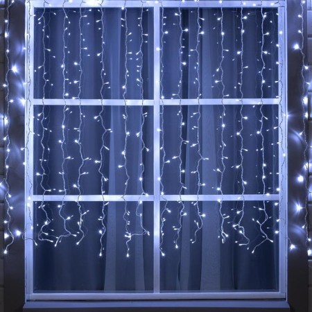 Garland "Curtain" 2 × 1.5 m, IP44, UMS, white thread, 360 LED, white glow, 220 V