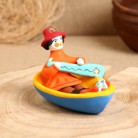 Dymkovo toy "man in a boat"-2