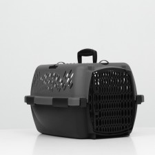 Carriage for animals with a plastic door, 40 x 32 x 26, gray