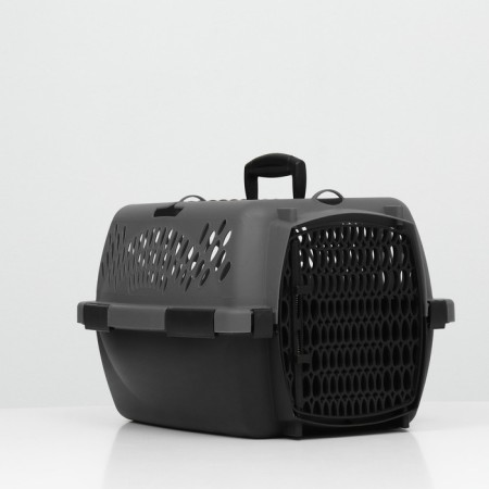 Carriage for animals with a plastic door, 40 x 32 x 26, gray