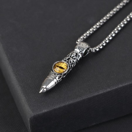 Pompeii pendulum of a dagger with an eye, yellow color in black silver, 70 cm