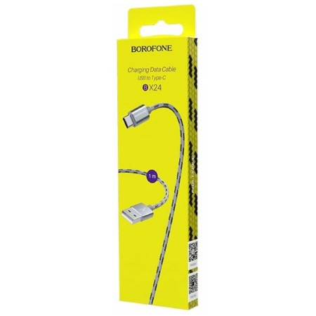 Cable Borofone BX24, Type -C - USB, 3 A, 1 m, nylon braid, gray-5