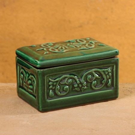 Rishtan ceramics "Aktash" Green, 12x7cm