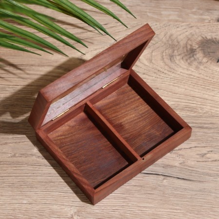 Casket for playing cards for 2 decks 15.5x12x3.5 cm, tree shisham-4
