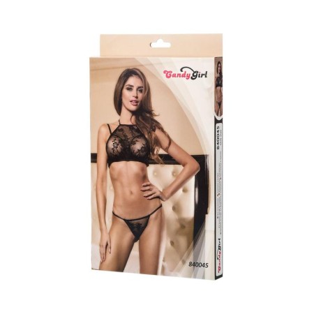 Bracial and panties with access Candy Girl, black, size OS-8