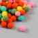 Pompons, 10 mm, 100 pcs/pack, 100% polyester, 5 colors in the assortment of 20 pcs