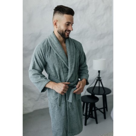 Tainted male bathrobe, size 46, emerald color