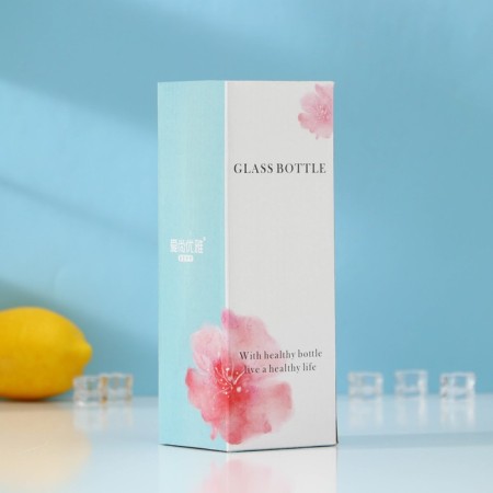 Glass glass with a lid and tube "Frutis", 410 ml, color mix-7
