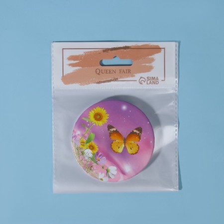 Folding mirror "Butterflies", D 7.5 cm, MIX drawing-6