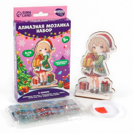 Алмазная мозаика на деревянной фигурке "Милая девочка"-1
