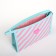 Cosmetic bag with zipper, turquoise color