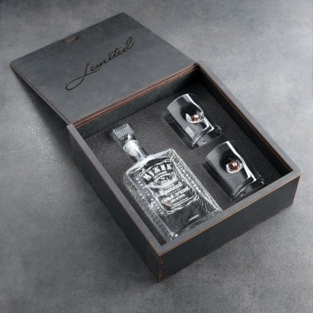 Set "impenetrable. Limited black", curtain with a bullet, 2 cups for whiskey with a bullet-6