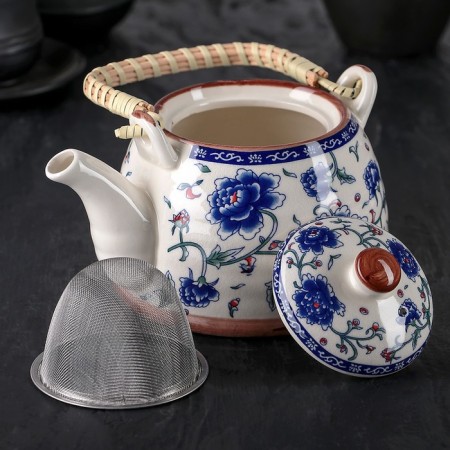 Keramic teapot “Rose flowering”, 600 ml, with metal sieve-1