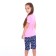 Pajamas (T -shirt, breeches) for girls, pink/blue color, height 122 cm