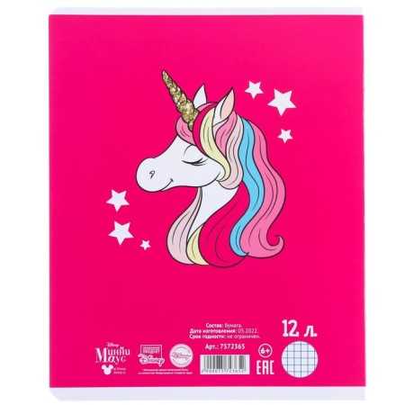 Notebook in a cage 12 sheets, 5 types of mix, cover coated cardboard, Minnie Mouse and unicorn-2