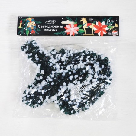 Girlyanda "Mishura" 1 m Rosa, IP20, green and white thread, 22 LED, 6 layers, D = 5 cm, glow white, CR2032X2-3