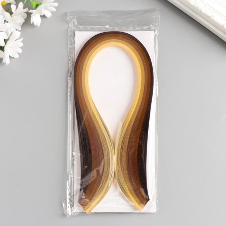 Strips for quilling 100 stripes density 120 grams "Cream and cinnamon" w. 0.5 cm dl. 39 cm-2