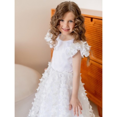 Платье для девочки, рост 122 см, цвет белый-3