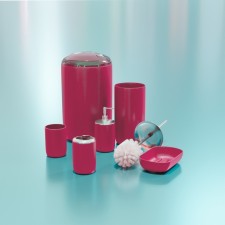 A set of accessories for the Trinity bathroom, 6 items (soap dish, soap dispenser, two glasses, ruff, bucket), pink color