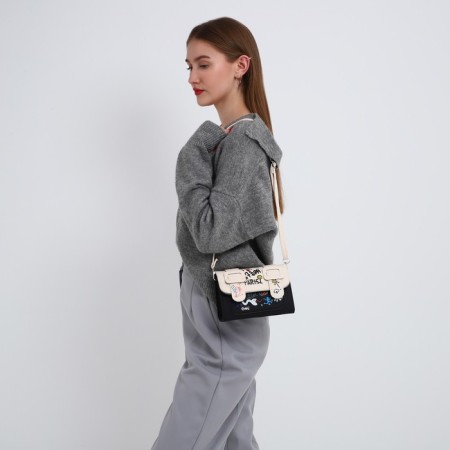 Bag Women's Messoriner, black color with white 18.5*13*8 cm-2